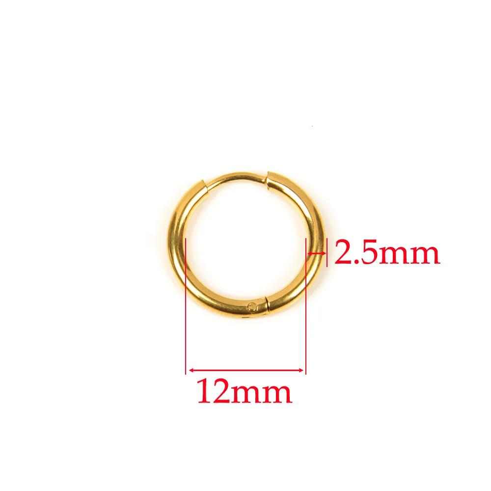 10 Stück 316L Edelstahl Creolen Ohrringe Damen Herren Punk Hiphop Kreisförmige Ohrstecker Ring Schmuck Goldfarbe Zubehör Großhandel