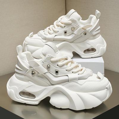 Męskie designerskie buty na platformie antypoślizgowe sportowe buty wulkanizowane gruba podeszwa skórzane buty casualowe grube trampki sportowe dla taty