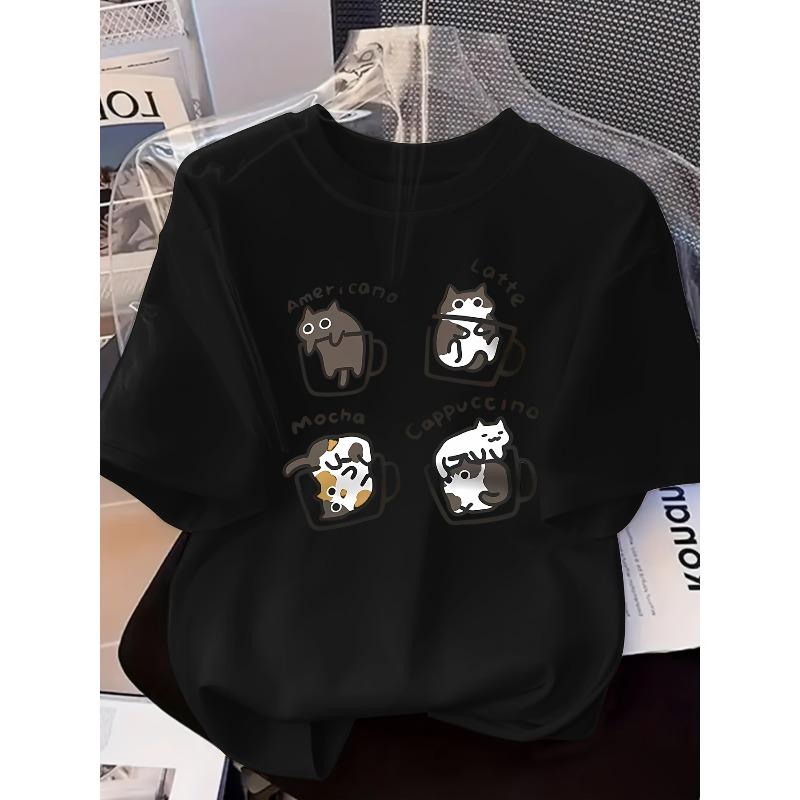 

European Size (Popular T-shirts) Spring and Summer New Fashion Trend Women s Short-sleeved Round Neck T-shirt 4XL чорний