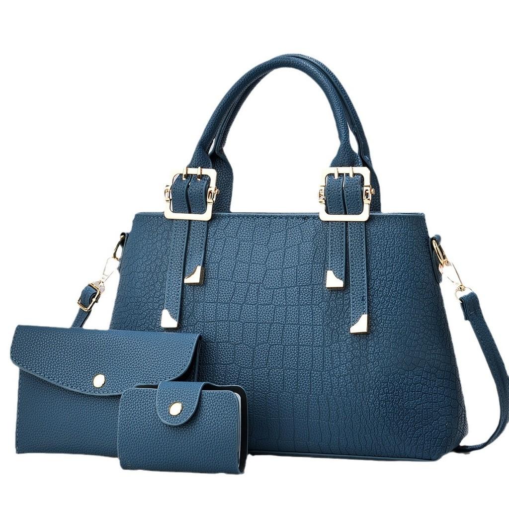 Stylish New Stone Pattern Three Piece Handbag Set With High Capacity For Everyday Use
