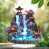 Yousheng 2Pcs Tabletop Rockery Ornaments, 2D Acrylic Rockery Waterfall Decoration with Base, Chinese Style Rockery Ornament for Desk And