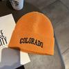 Knitted Hat Women's Autumn and Winter Letter Embroidery Wool Hat Warm Versatile Pullover Ear Protector Cold Hat Men's Trend