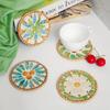 6pcs Handmade Resin Coasters Set Heat-Resistant Table Protectors with Shell Mosaic Leaf/Round Patterns Boho Coaster Party Decor