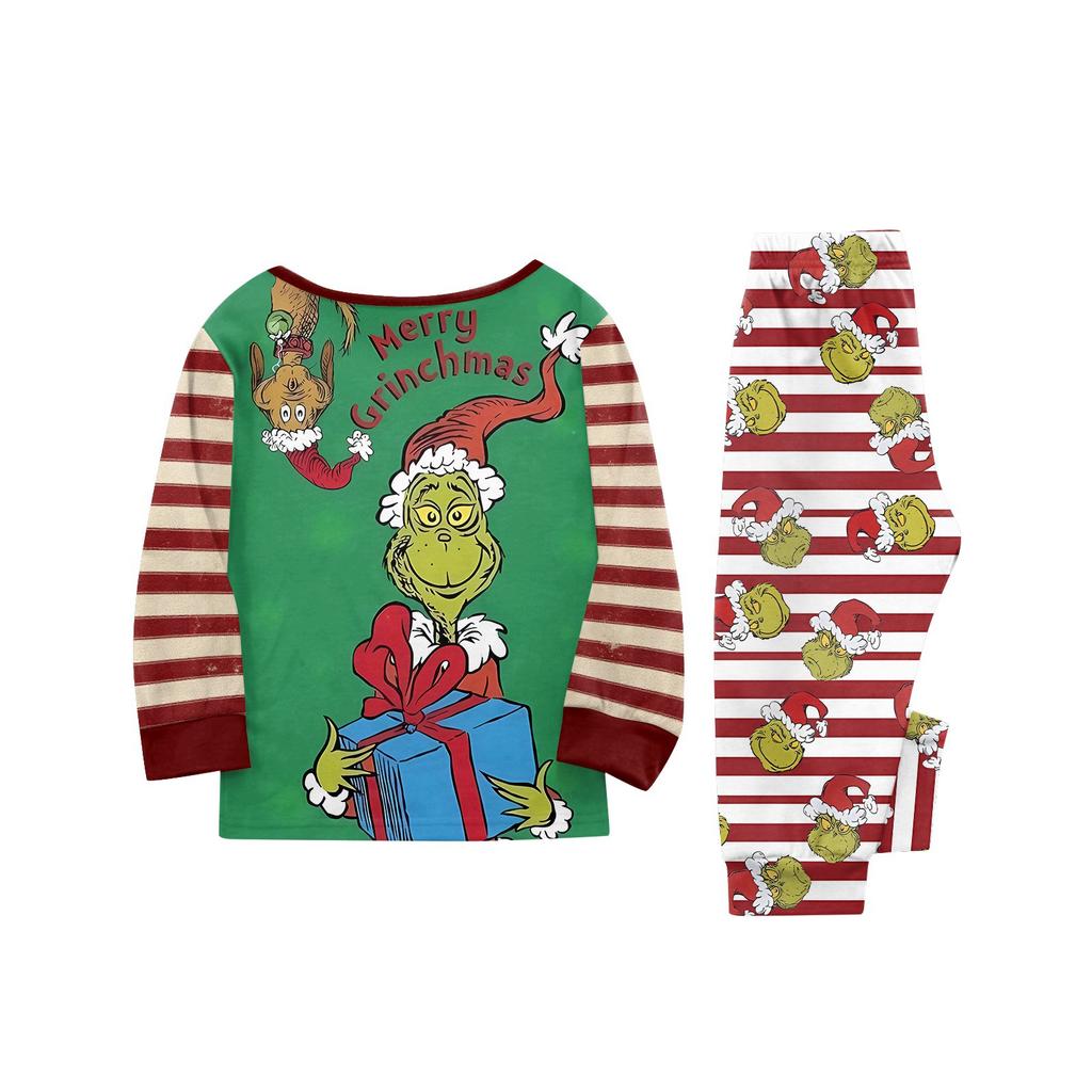 Matching Family Christmas Pajama Set Long Sleeve Neck Top with Pants for Parents and Kids