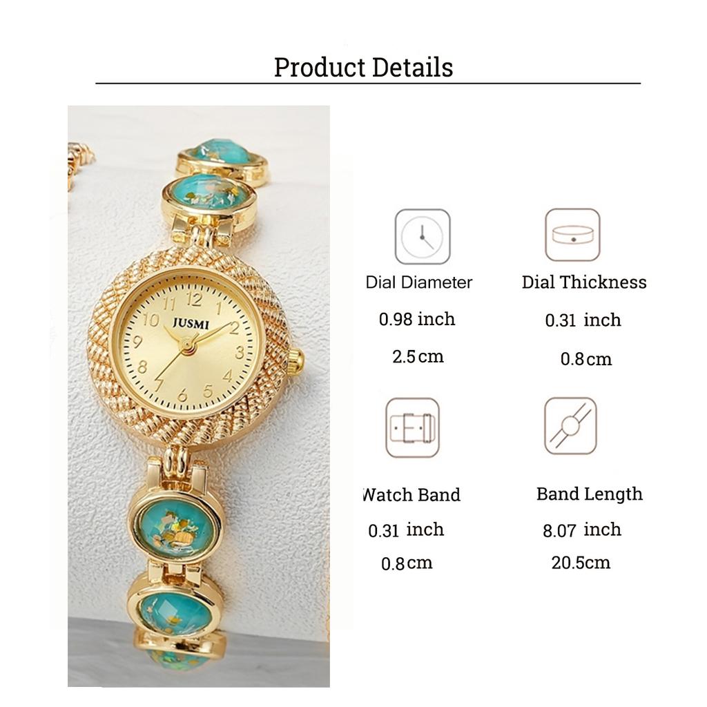 Ladies' Sweet and Exquisite Quartz Watch + Multi-style Bracelet Set, Gold with Diamond Inlay Heart-shaped Pendant