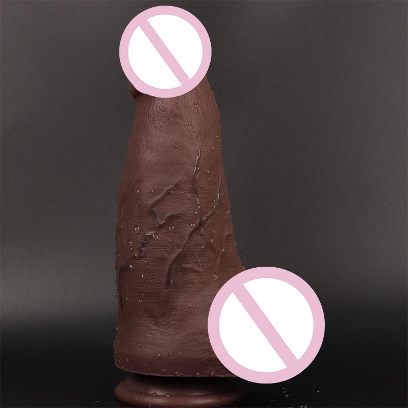 Thick Big Two Colors Dildo Realistic Ve Soft Silicone Flesh Penis Woman Man Anal Sex Toys Suction Cup Dick Masturbators Cock
