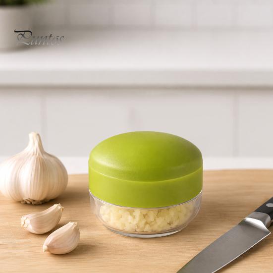 Convenient Kitchen Garlic Press And Chopper, with Storage Container, Stainless Steel Chopper Tool Blade Manual Mincer, for Food Prep Container