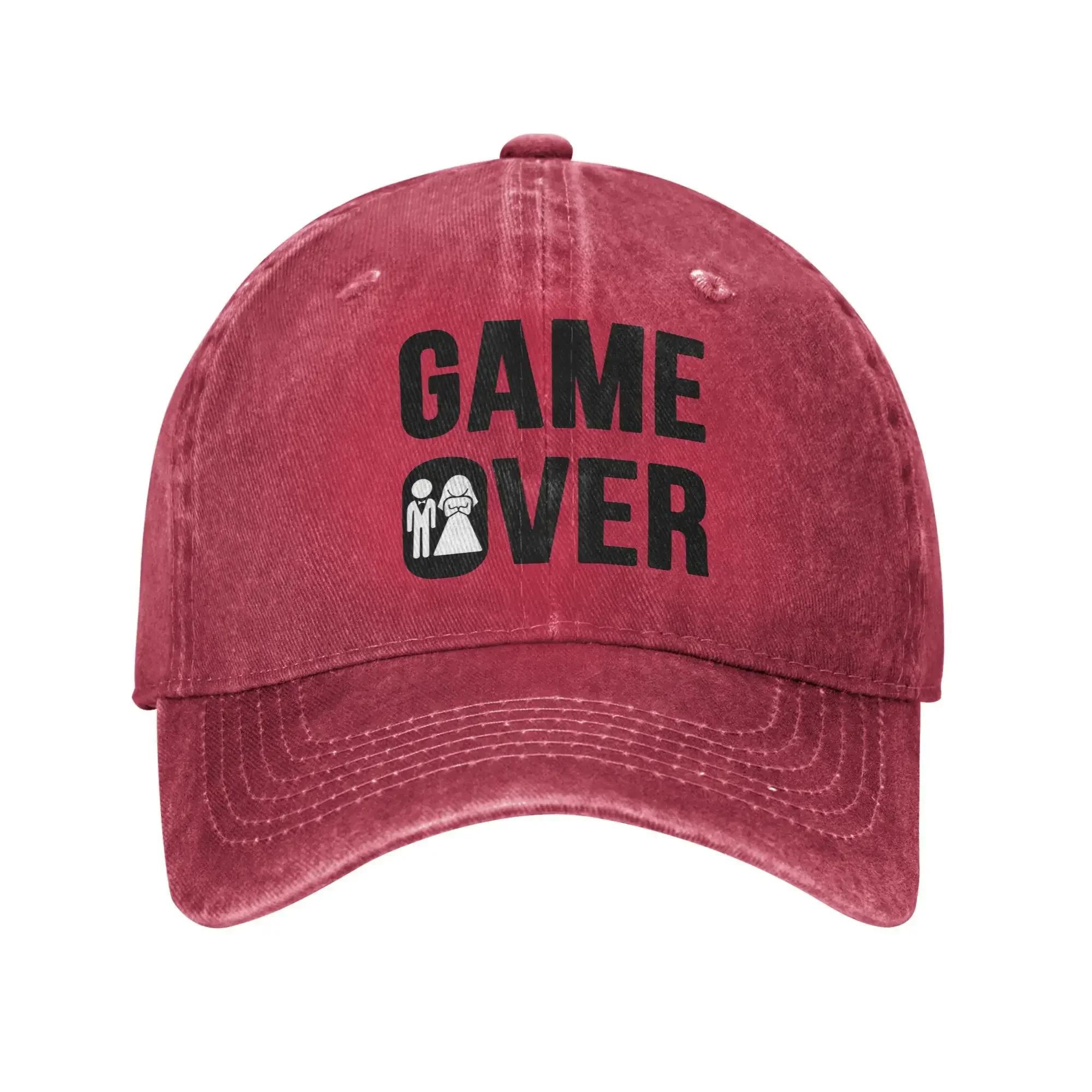 

Washed Baseball Cap Game over Spring Hip Hop Hats For UnisexTeens Design Print Tennis Skate Sun Baseball Caps One Size