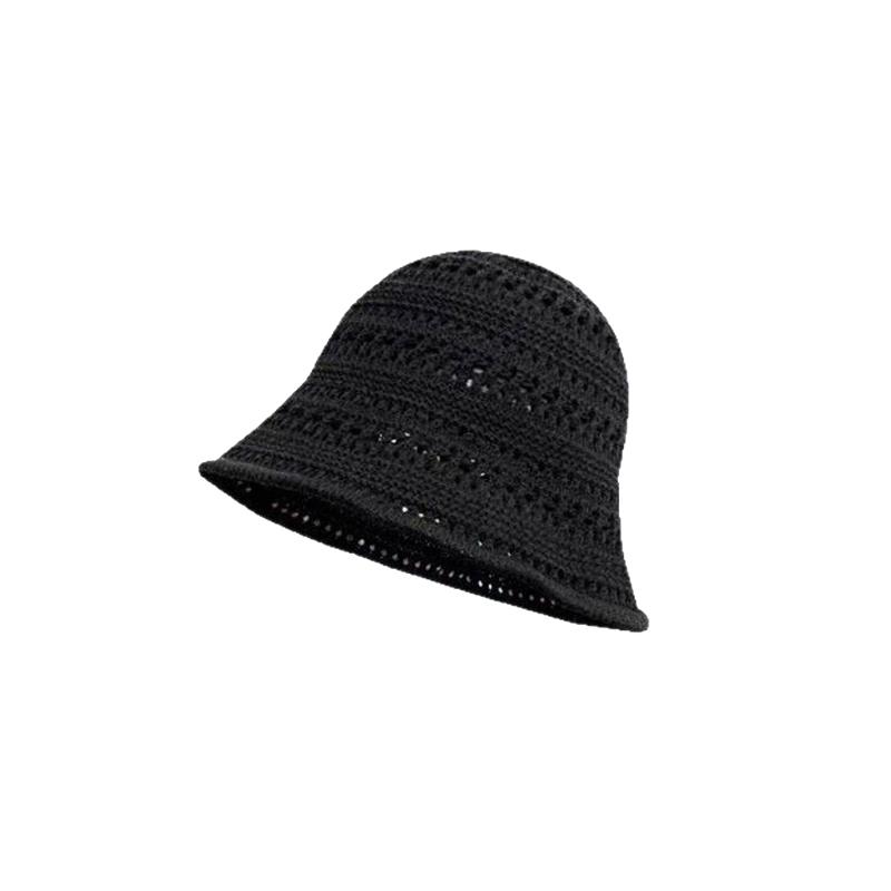 Solid Color Stripe Knitted Bowl Hats For Women'S Casual Versatile Decoration Foldable Sun Visor Hat Bucket Hat