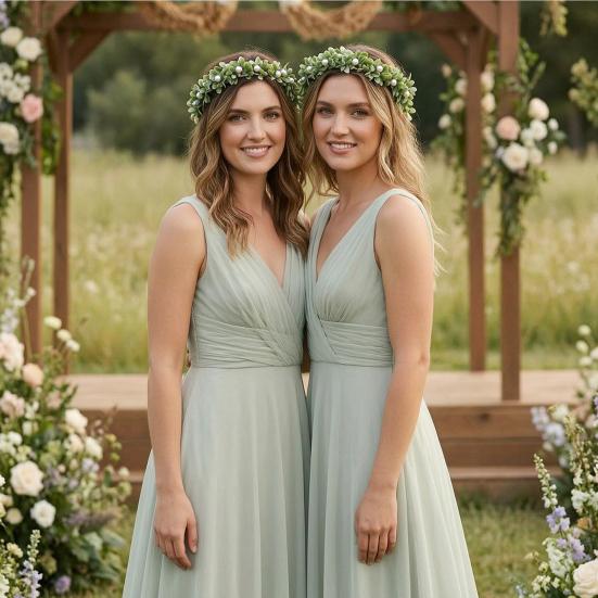 Bridal Flower Crown Fairy Style Flower Crown Artificial Flowers Eucalyptus Leaf Chaplet Head Wreath for Weddings Beach Vacation Photo Props