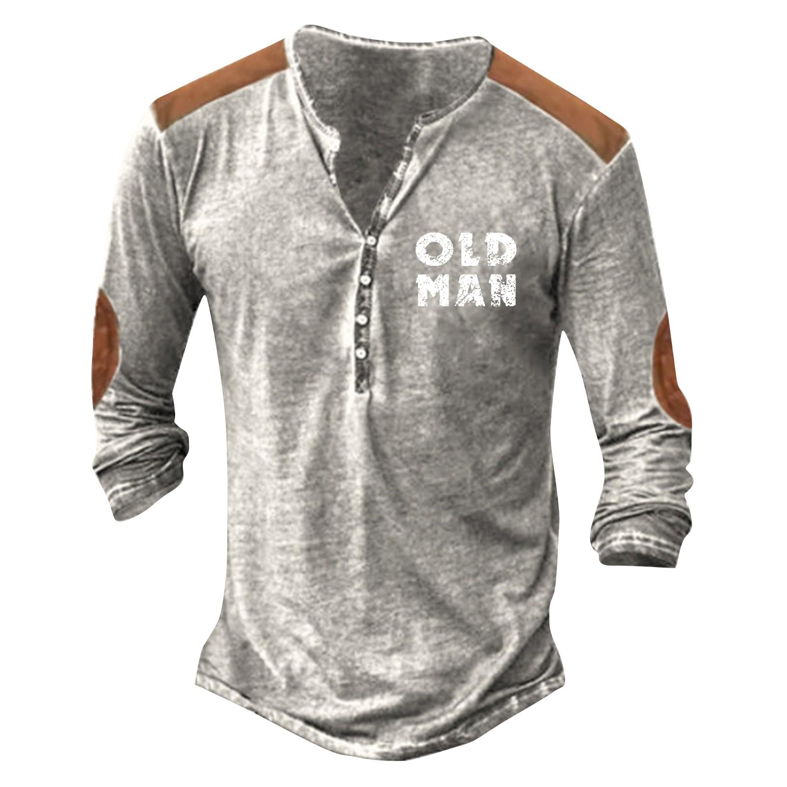 

Мужская футболка с принтом на открытом воздухе, свободный топ с длинными рукавами на пуговицах в стиле ретро L бежевый