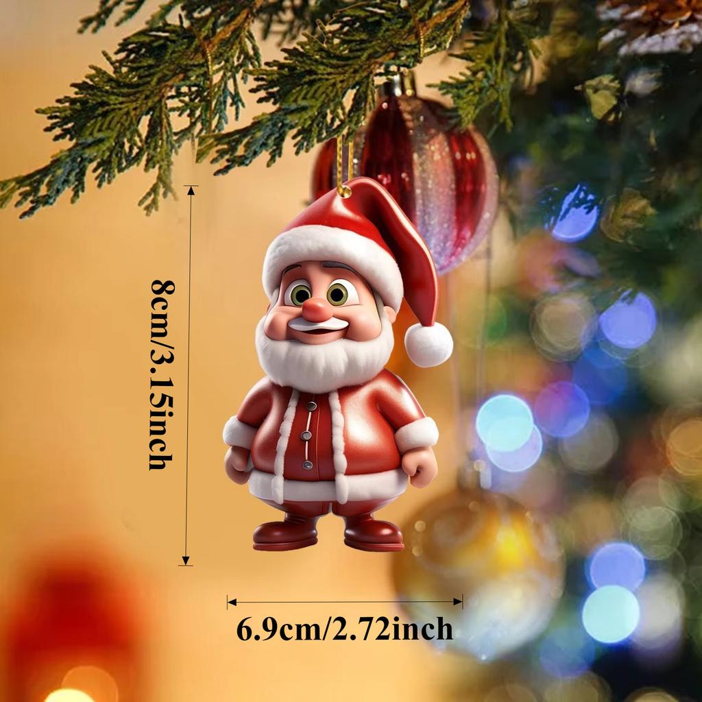 2D New Christmas Tree Decoration Pendant Santa Claus Acrylic Durable Material Xmas Gifts Home Decor Papai Noel Cosas Navideñas