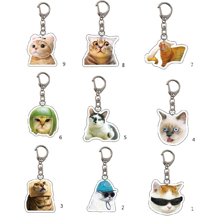 Funny Cat Face Acrylic Keychain Stylish and Sturdy Keyring Accessory Bag Pendant Suitable for Multiple Occasion