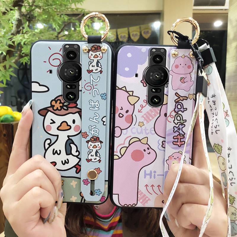 Shockproof Wristband Phone Case For Sony Xperia Pro-I Waterproof Fashion Design Wrist Strap Anti-knock Protective Cute