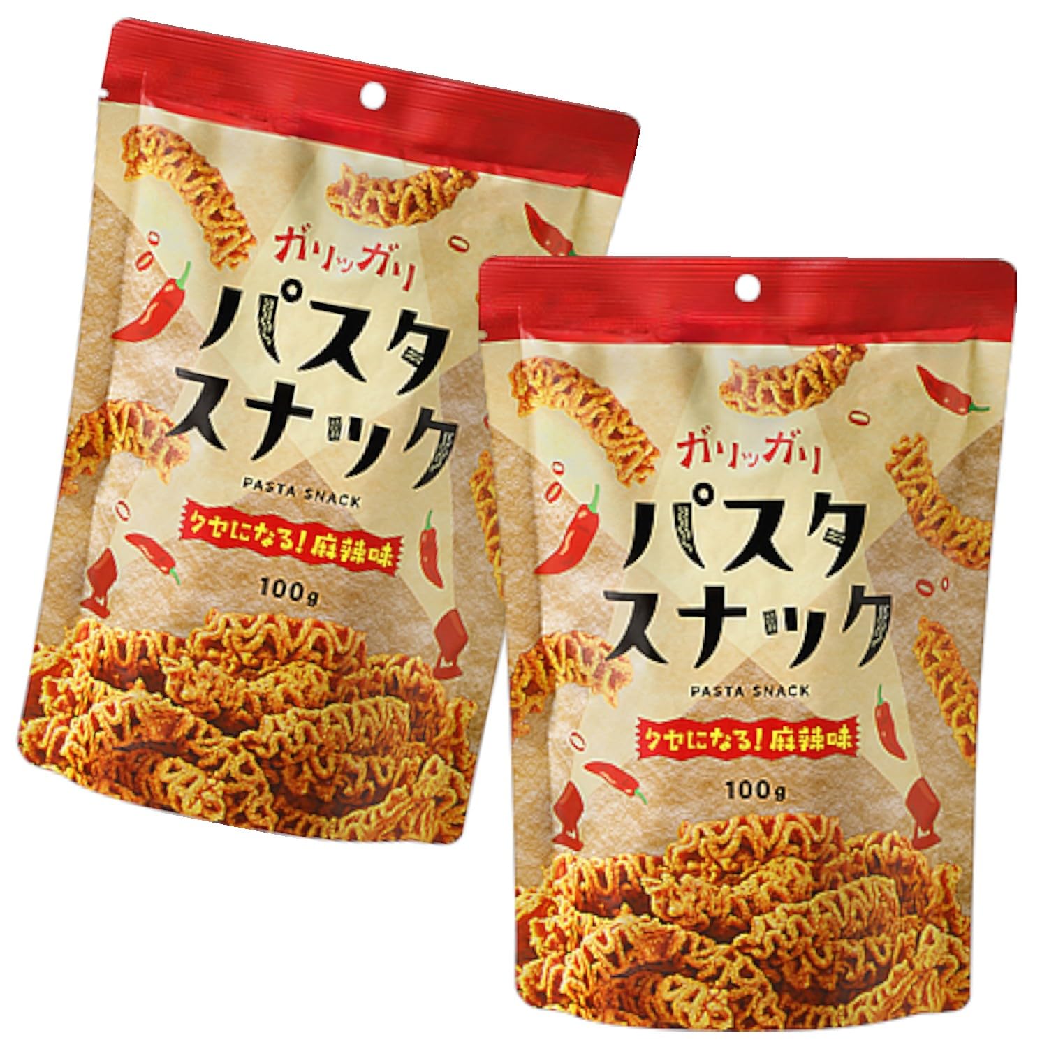 

New Pasta Snack Mala Flavor 100g x 2 Bags Set The numbing spiciness and delicious flavor are A superb Fried pasta with a delicious spicy and numbing