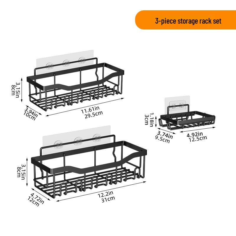 Wall-Mounted Wrought Iron Bathroom Storage Rack Set