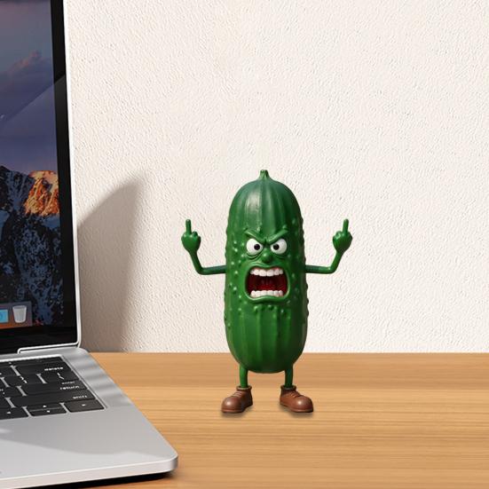 Angry Fruit Figurine Flipping The Bird Fruit Series Resin Ornament Stress Relief Middle Finger Fruit Statue for Office Desk Decoration