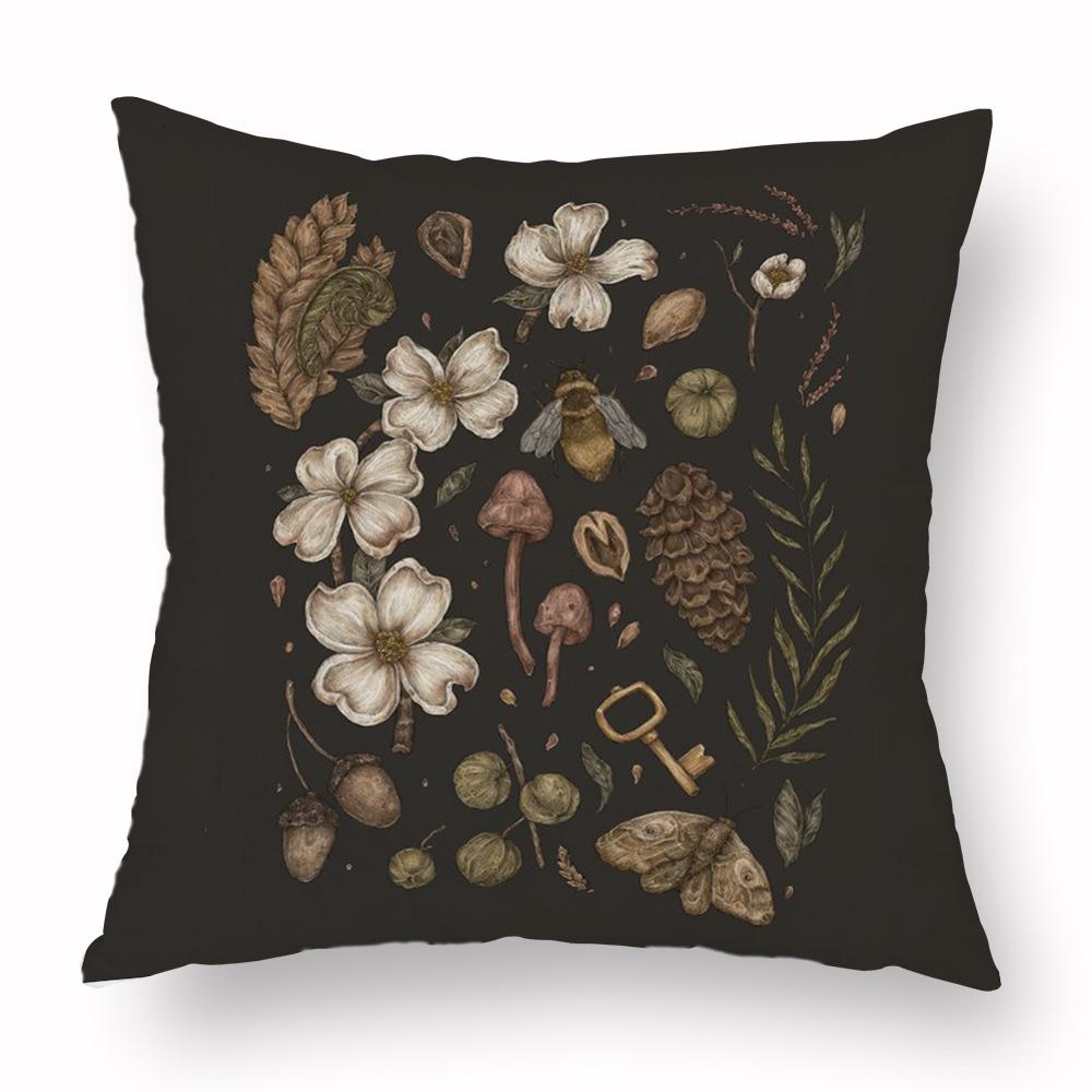 Flower Fox Pillowcase Cushion Animal skull Print Sofa Soft Pillowcase Retro Living Room Bedroom Home Decor Pillowcase