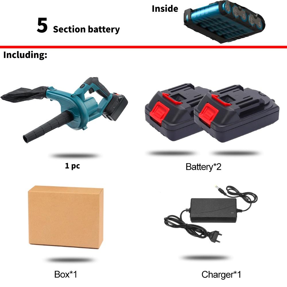 

2 в 1 398VF 3000 Вт складной беспроводной электрический воздуходувка для выдувания всасывающих листьев очиститель пыли для батареи Makita 18 В 5Section 2*Batteries