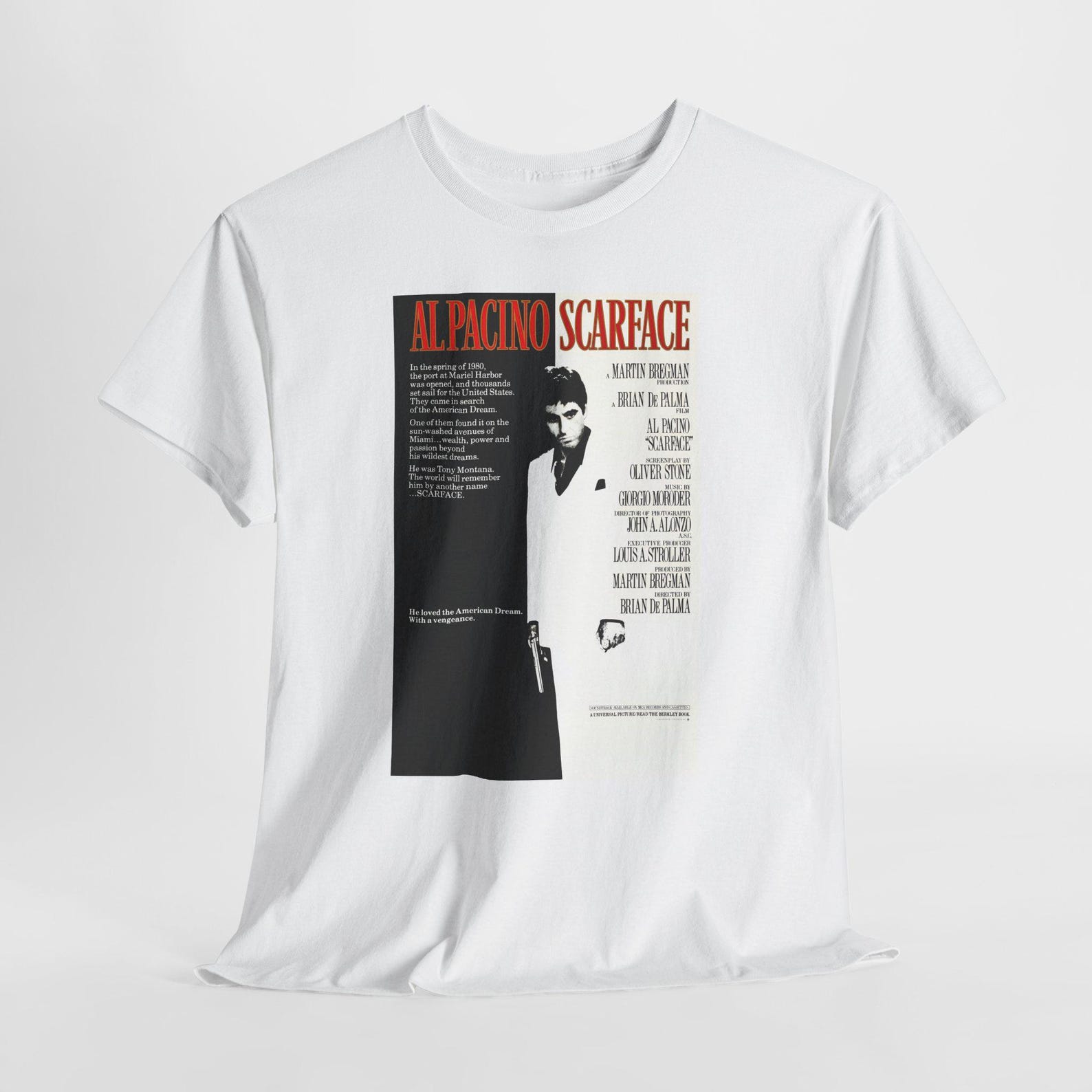 Scarface Al Pacino Movie Unisex Heavy Cotton Tee, Graphic Tee, Retro Tee, Classic Action Tee, 80s Movie Shirt, S