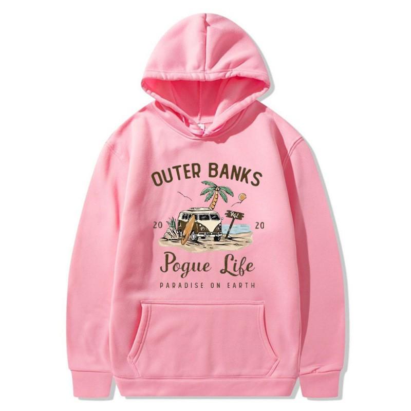 Outer Banks Pogue Life Printed Hooded Sweatshirt Men Loose Fit Fleece Pullover Fall