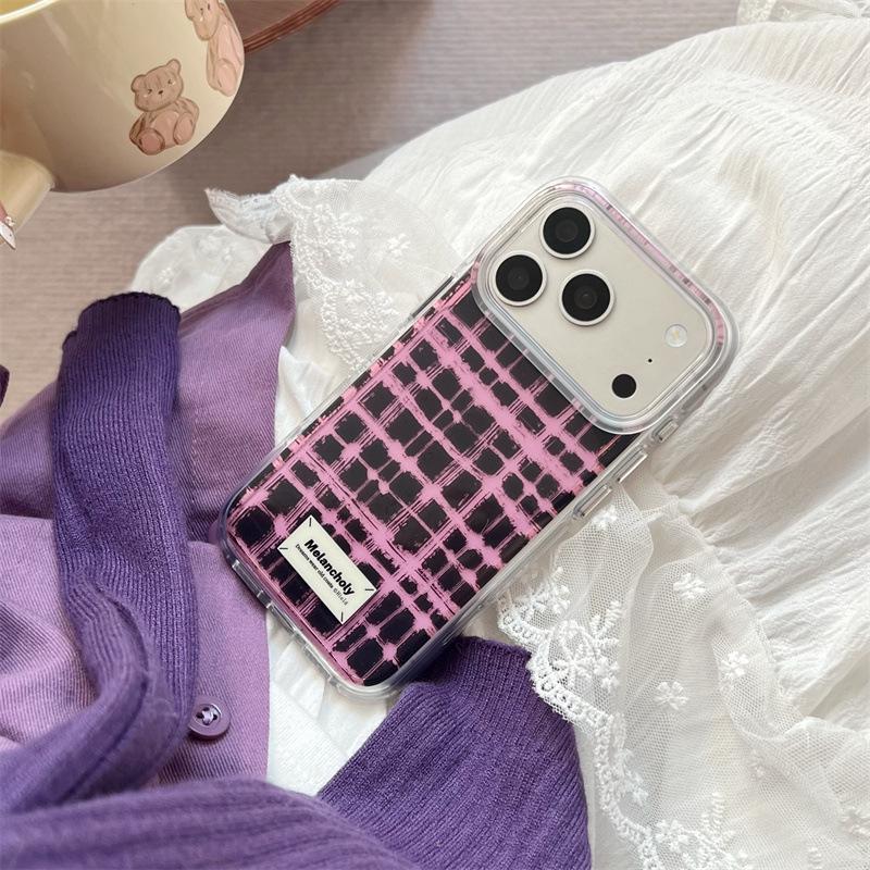 

Retro Contrast Plaid Case for iPhone 17, 16 Pro Max/15/14 iPhone 15 Pro