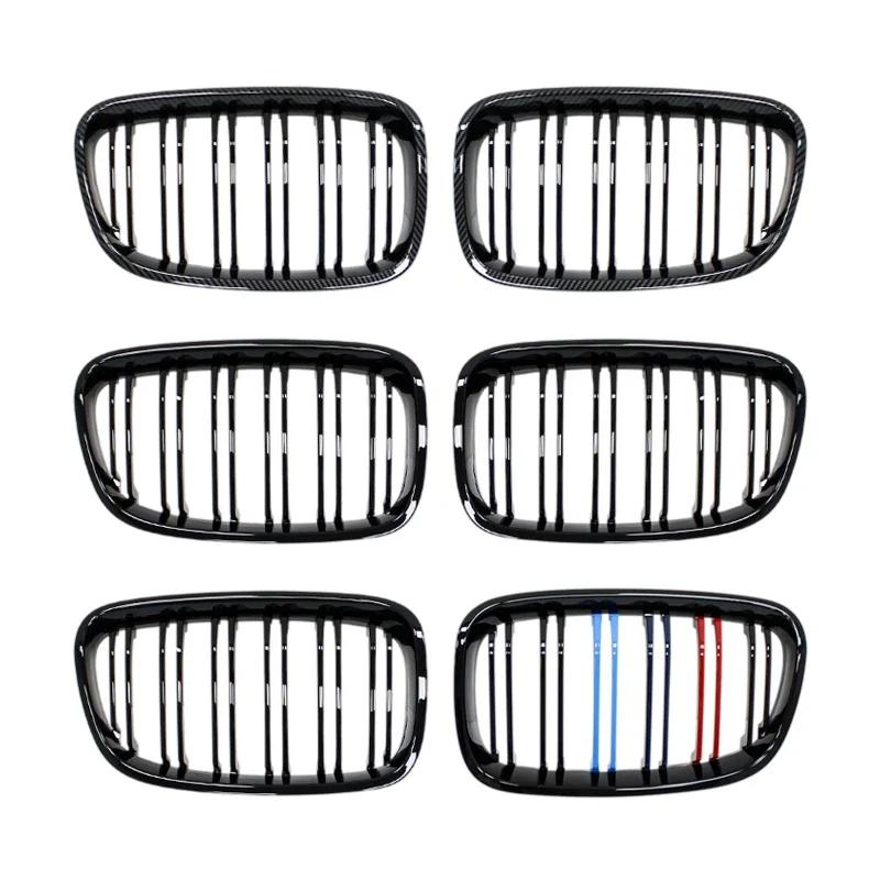 For BMW 1 Series F20 F21 2011 2012 2013 2014 Gloss Black Front Bumper Kidney Grille Car Double Slat Racing Grills Replacement