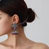 Bohemian Exotic Rhinestone Tassel Necklace & Earrings Set In Antiqued Alloy