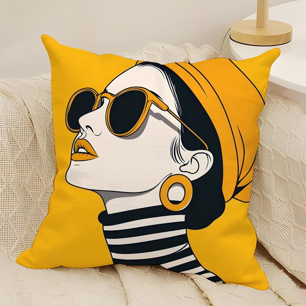 AAudrey HHepburn Fashion Prin Pillow Case Natural Linen DoubleSided Printing Sofa Home Decor Cushion Cover