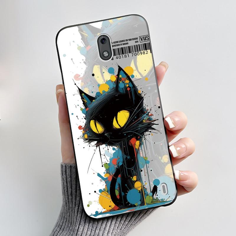 Casing For Nokia 2 2.1 2.2 3 3.1 Case Aesthetic Fashion Cute Cat Shockproof Back Cover Black Slim Soft TPU Silicone Phone Case
