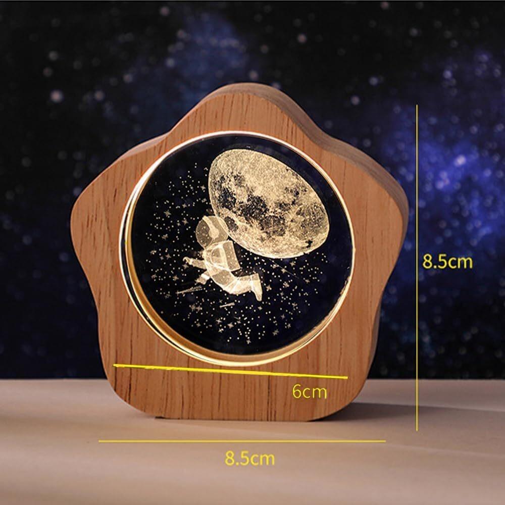 Crystal Desktop Luminous Ornaments Wooden Frame USB Night Light Gift