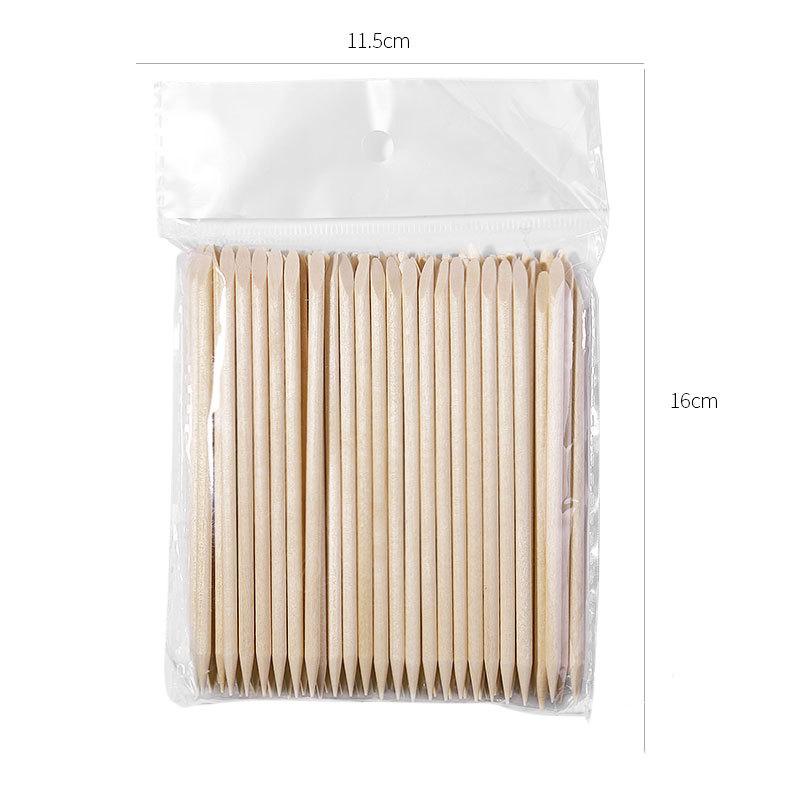 100pcs Nail Art Orange Wood Stick Cuticle Pusher Remover Double Ended Dead Skin Removal Manicure Tool