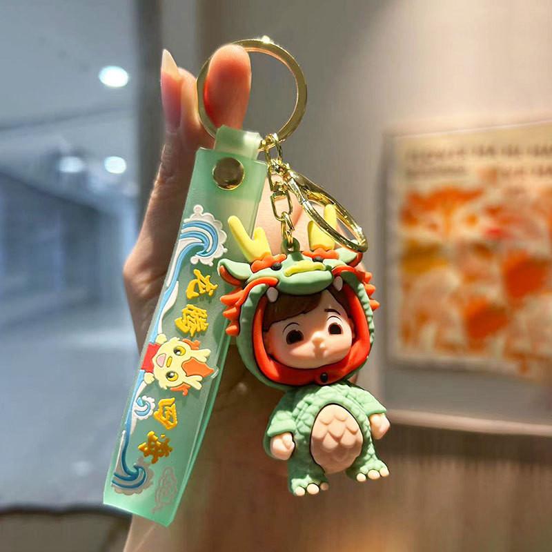 Creative Trendy Chinese Dragon Keychain Vibrant Silicone Cartoon Accessory For Gifts