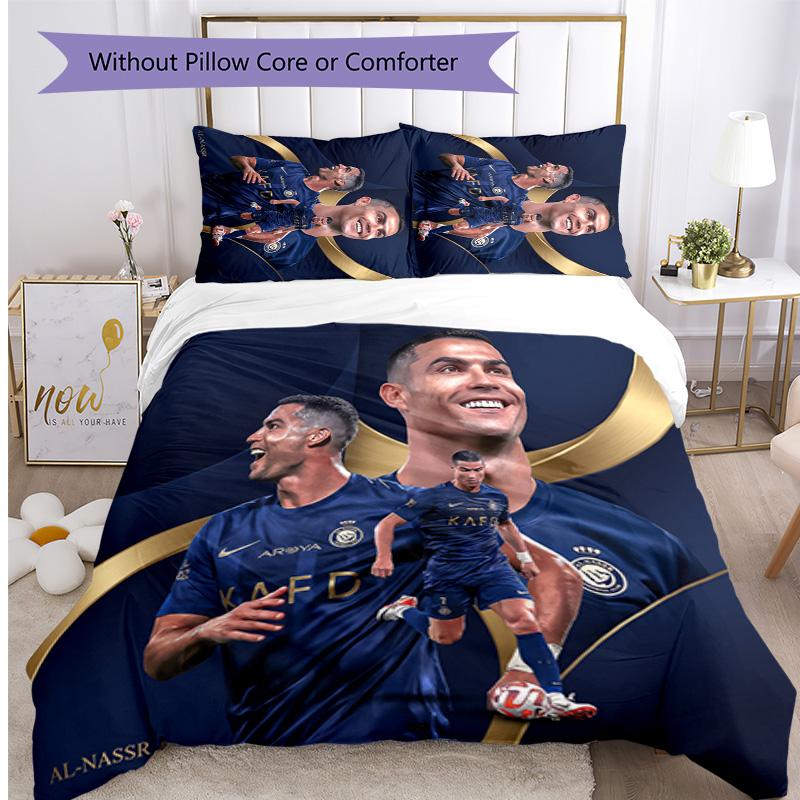 Cristiano Ronaldo Aufdruck Bettwäsche 3-teiliges Set Gemütliches Atmungsaktives Bettbezug-Set als Einweihungs-Feiertagsgeschenk