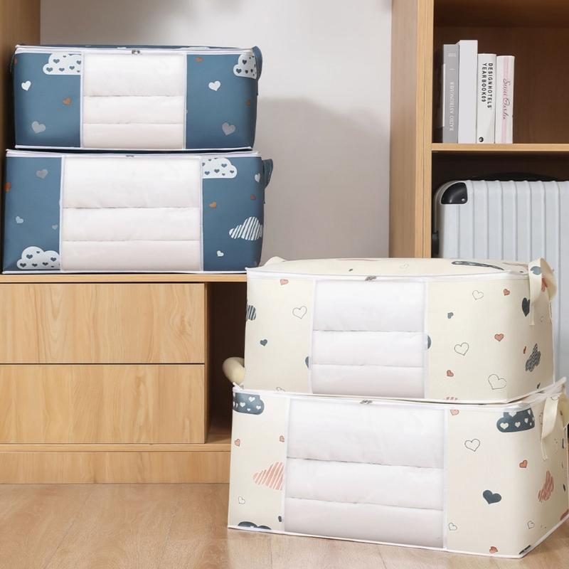 4Pcs Quilt Storage Container with Lids Large Capacity Fabric Quilt Bags Versatile Storage Bin for Household Use