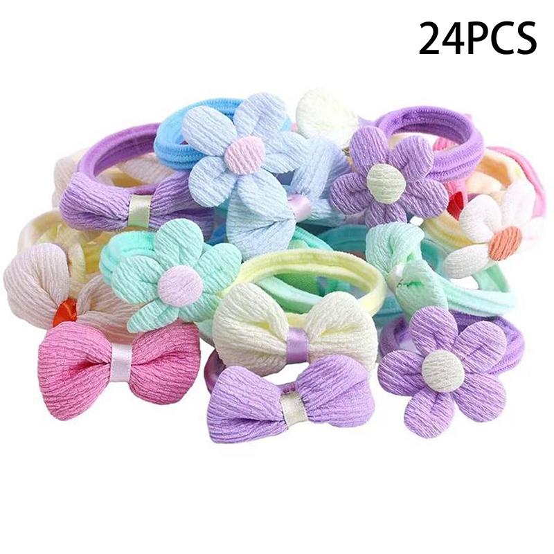 

24/36 шт. резинки для волос для девочек - милые цветочные эластичные резинки для волос, бесшовные резинки для хвостиков для маленьких девочек 24PCS