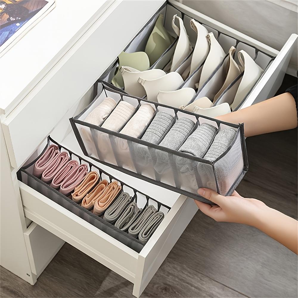 3pcs Foldable Storage Box with 7 Compartments, Suitable for Socks, Underwear, and Jeans - Drawer Organizer for Wardrobe