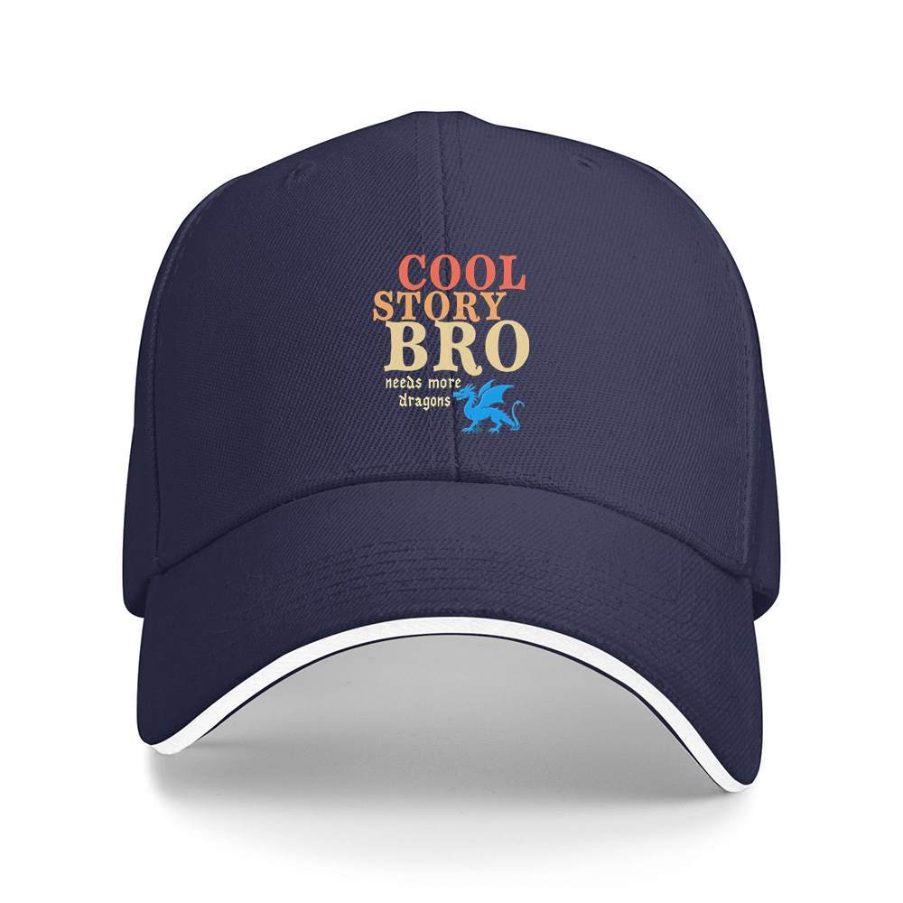 1pc COOL STORY BRO Needs More Dragons Baseball Cap with Blue Dragon Graphic Lightweight Sporty Hat