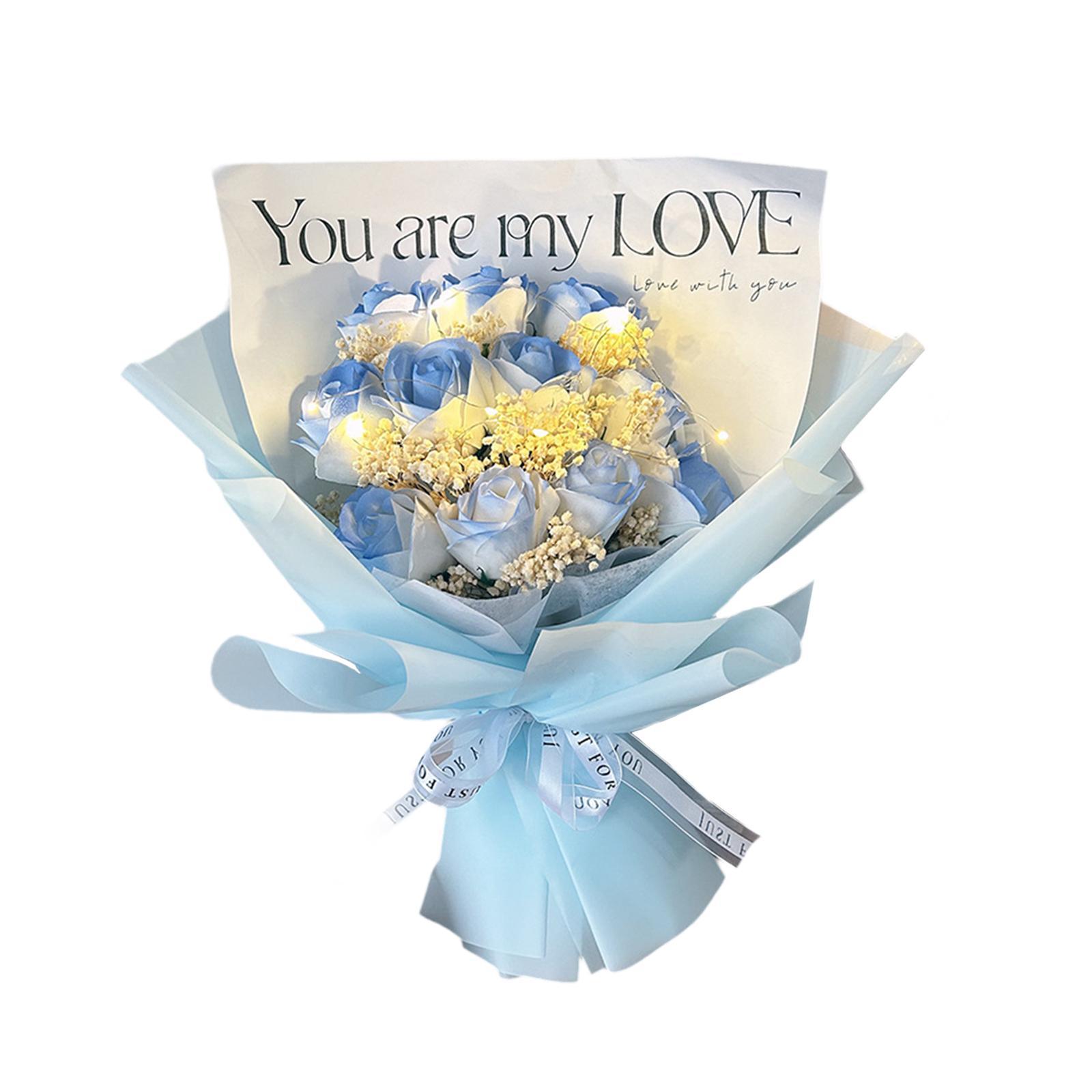 

Artificial Soap Flower Bouquet Table Centerpieces Flower Arrangement Preserved Floral Bouquet for Mother Day Holiday Anniversary синій