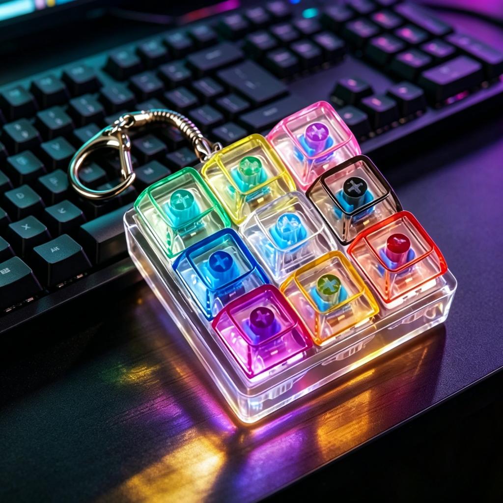 Clickable Keyboard Keychain LED Light - Stress Anxiety Relief Fidget Toy, Portable Desktop Accessory for Office Decoration Gift