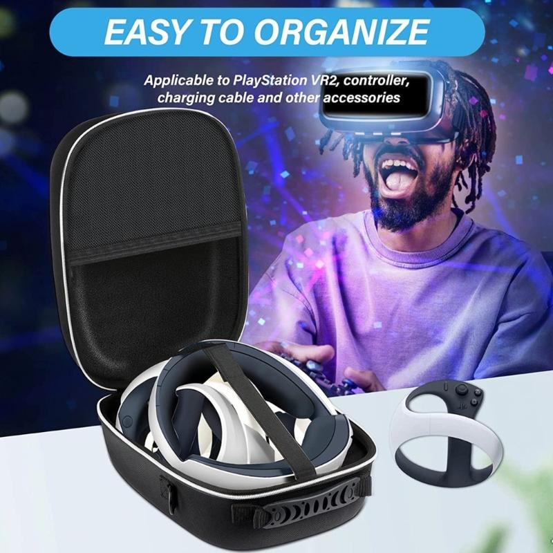Stoßfeste Reisebox, EVA-Tragetaschen für PS VR2-Headset-Aufbewahrungshalter, Organizer, leicht zu öffnen und zu schließen
