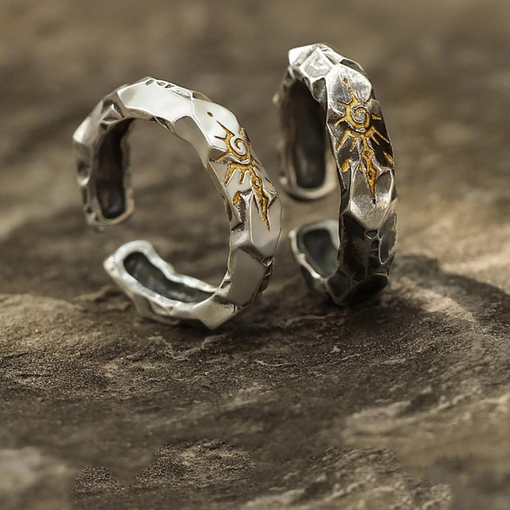 Adjustable Copper Wishing Stone Ring for Men Symbol of Luck and Happiness Open Rings Comfortable Daily Wear Jewelry