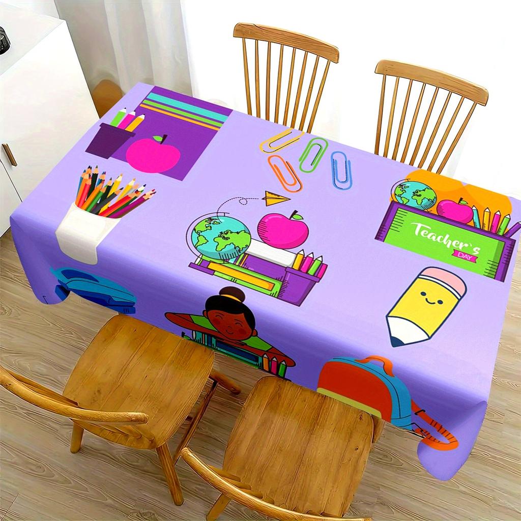 Back To School Rectangle Table Cloth Student Party Decor Reusable Tablecloth for Tables Home Dinner Wedding Party Outdoor Decor
