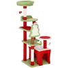 Cat Tree, 120cm Christmas Cat Tower with 3 Scratching Posts, Scratching Board, 2 Perches, Platforms, Toys, Green