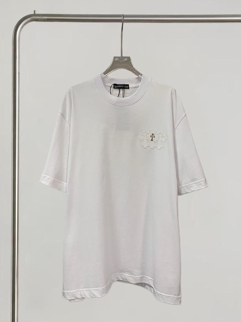 Women's High Version Rhinestone Applique Loose Fit Cotton Cropped T-shirt