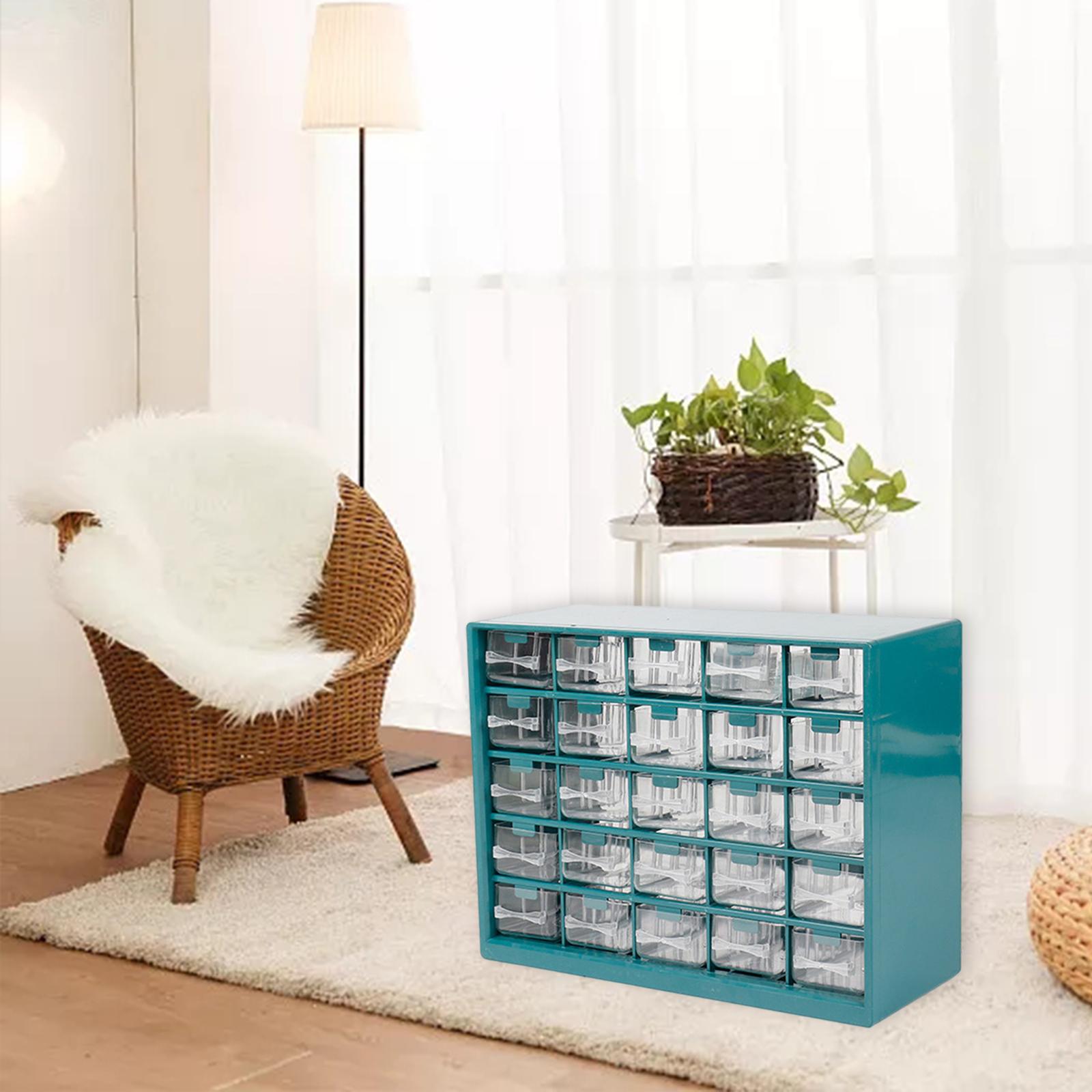 Plastic 25 Drawer Parts Storage Box Tool Storage Cabinet for Crafts Beads зелёный