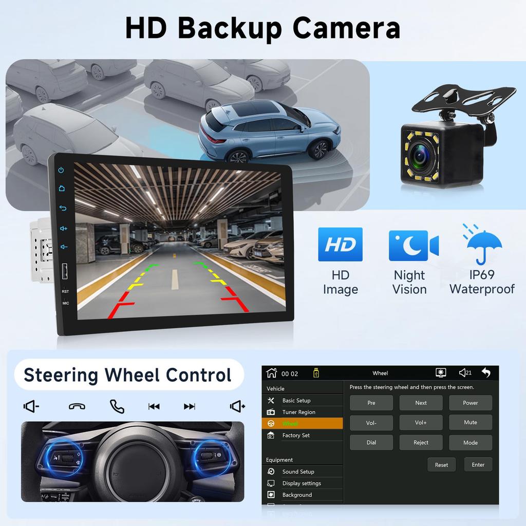 Hodozzy 1Din 9 Inch Touch Screen 1 Din Car Radio Wireless Carplay and Android Auto Car Stereo Single Din Support Bluetooth Handsfree Mirrorlink USB FM