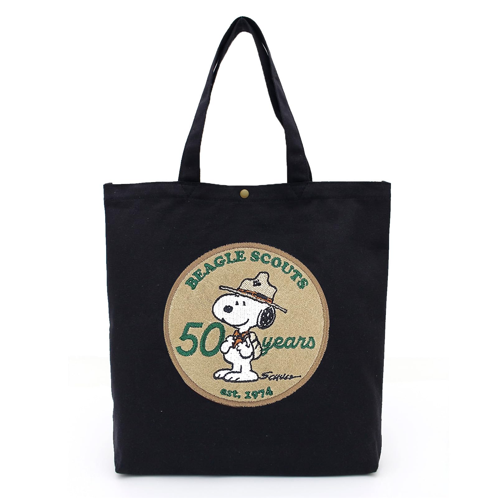 

Canvas Tote Bag Canvas Bag Compatible with A4 Size Snoopy PEANUTS PN133 Beagle Scout 50th Black [Siffle] Women s