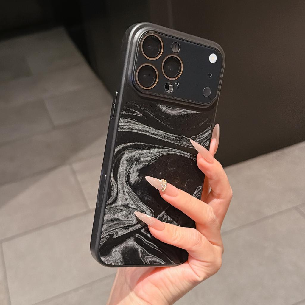 Applicable to iPhone17Promax second change mobile phone case water wave leather pattern AG electroplating matte Apple 16 all-inclusive