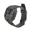 Digital Watch Multi Function Fashion Square Luminous Waterproof Outdoor Sports Chronograph Watch Camouflage Gray